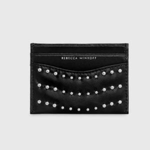 Rebecca Minkoff Black Silver Studded Card Wallet Case